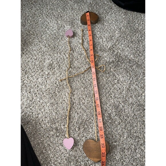 Vintage Wooden Heart Hanging Decor Set Country Grandmacore Primitive Wall Art - Picture 11 of 13